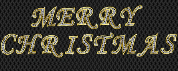 Merry christmas golden with diamonds, vector illustration — Stock Vector
