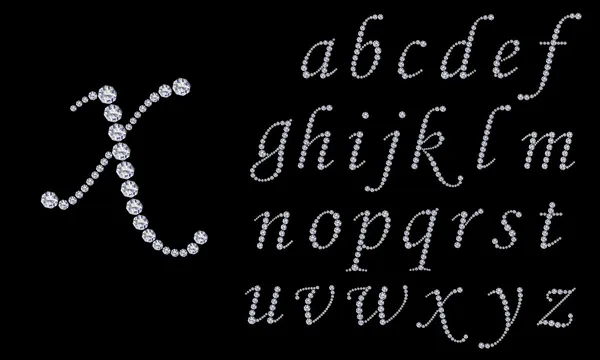 Diamond alfabet, brev från en till z, vektor illustration — Stock vektor
