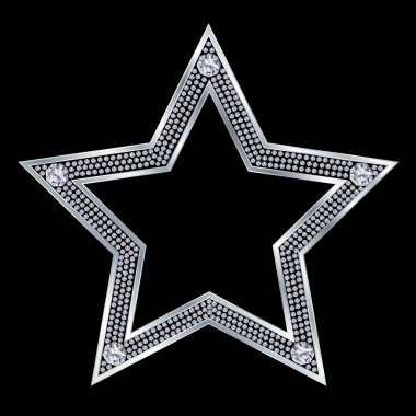 Silver star with diamonds, vector clipart