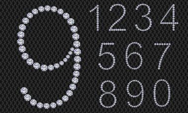 Diamond number set, from 1 to 9, vector illustration clipart