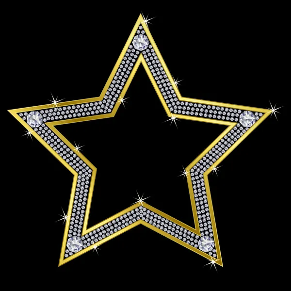 Golden star med diamanter, vektor — Stock vektor