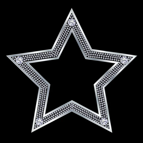 Silver star με διαμάντια, διάνυσμα — Διανυσματικό Αρχείο