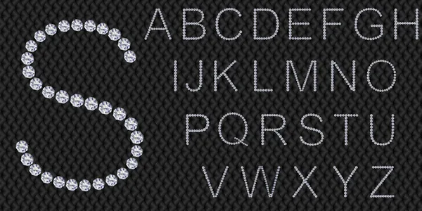 Alfabeto diamantado, letras de la A a la Z, ilustración vectorial — Vector de stock