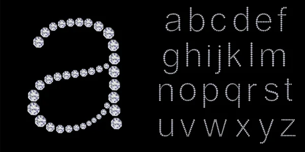 Diamant-Alphabet, Buchstaben von a bis z, Vektorillustration — Stockvektor