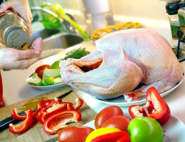 Preparing turkey' stuffing clipart