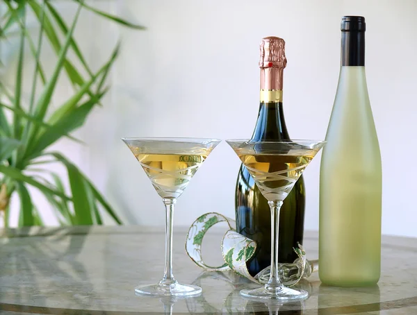 stock image Glasses and bottles