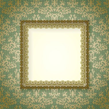 Luxury frame on vintage wallpaper clipart