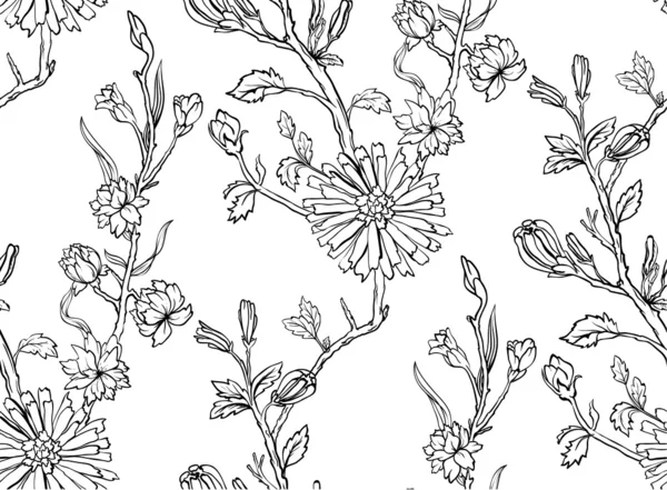 Ręcznie rysowane tapetą z motywem kwiatowym — Wektor stockowy