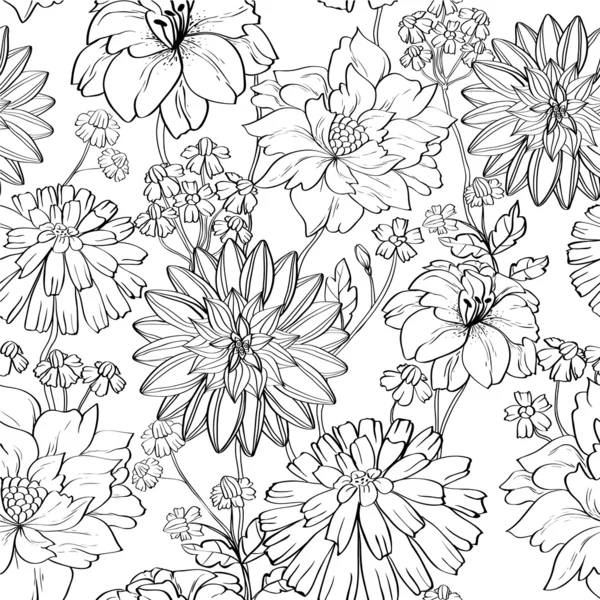 シームレスな花の壁紙 — ストックベクタ