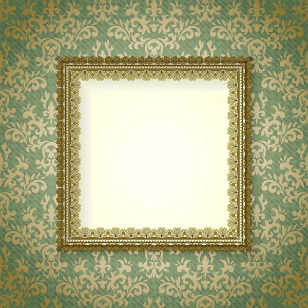 Luxury frame on vintage wallpaper — Stock Vector