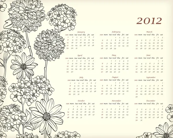 stock vector Floral calendar