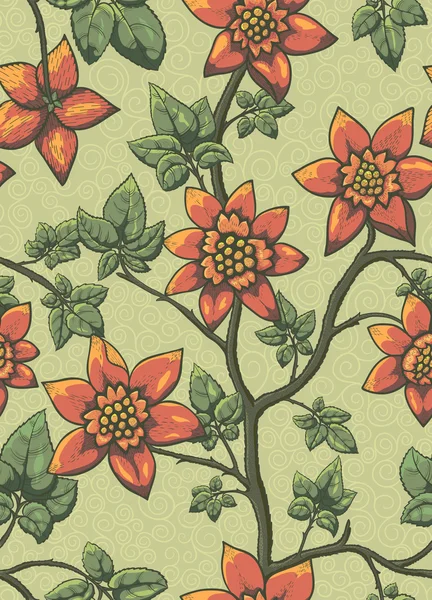 Floral ταπετσαρία επαναλαμβανόμενη — Διανυσματικό Αρχείο