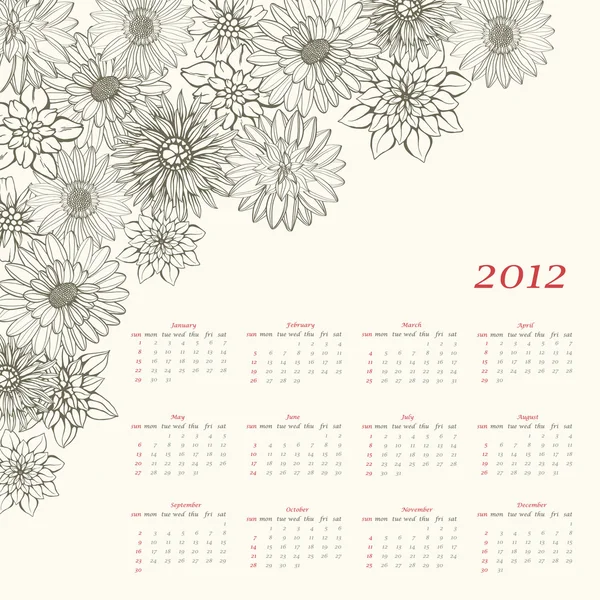 Floral calendar — Stock Vector