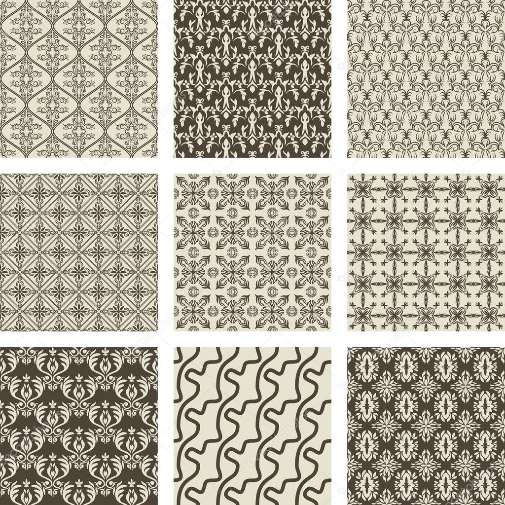 Set of 9 seamless patterns