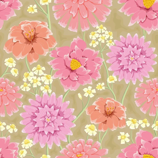 Naadloos patroon met met de hand getrokken bloemen — Stockvector