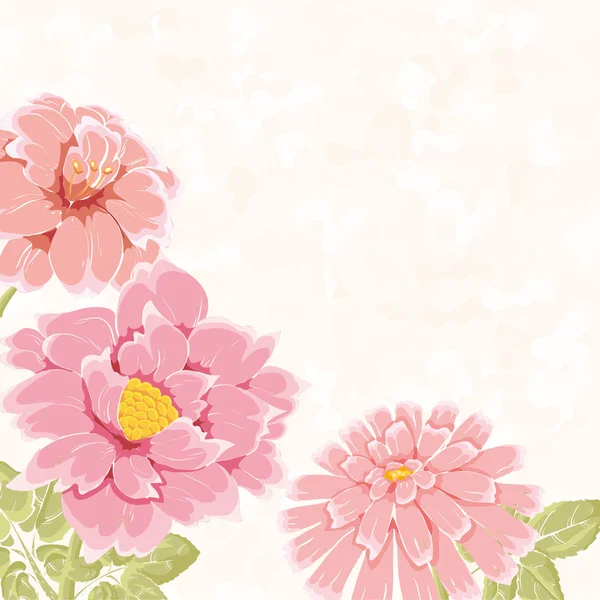 Laque florale avec fleurs roses dessinées à la main — Image vectorielle