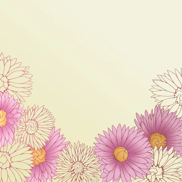 Růžové květy na béžové pozadí — Stockový vektor