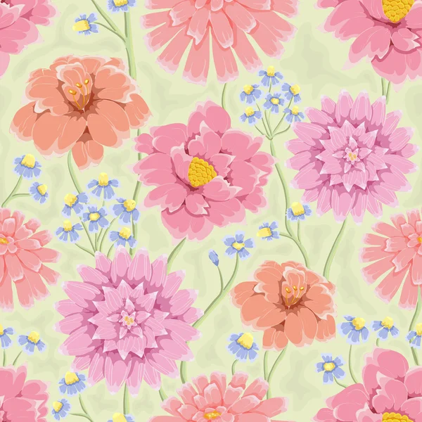 Floral hebben met roze hand getrokken bloemen — Stockvector