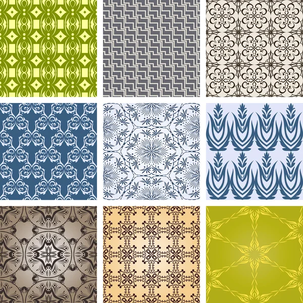 Set of 9 seamless patterns. — Stock Vector