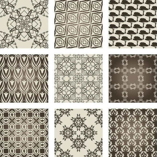Conjunto de 9 patrones sin costura . — Archivo Imágenes Vectoriales