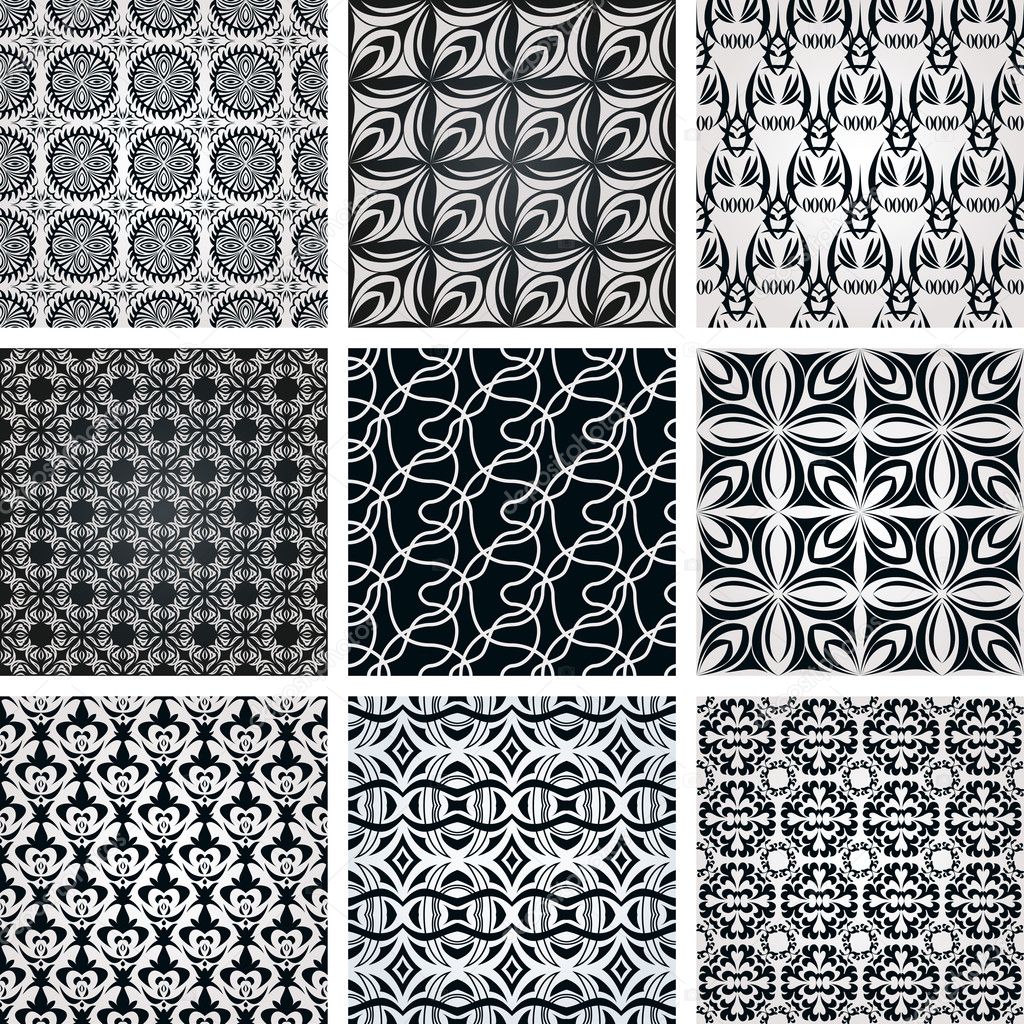Set of 9 seamless patterns.