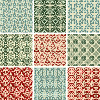 Set of 9 seamless patterns. clipart