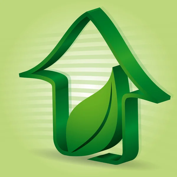 Gröna huset med blad — Stock vektor