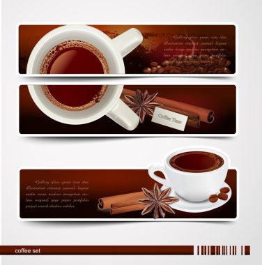 Vector set of banners with coffee clipart