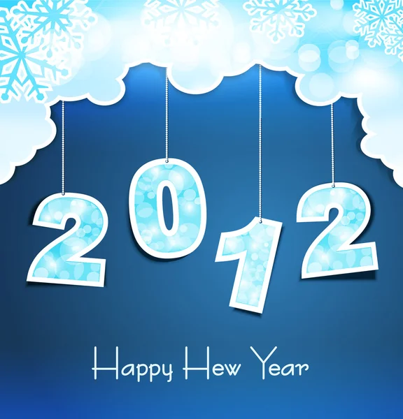 Año Nuevo fondo de vacaciones con los números 2012 en el sk azul — Archivo Imágenes Vectoriales