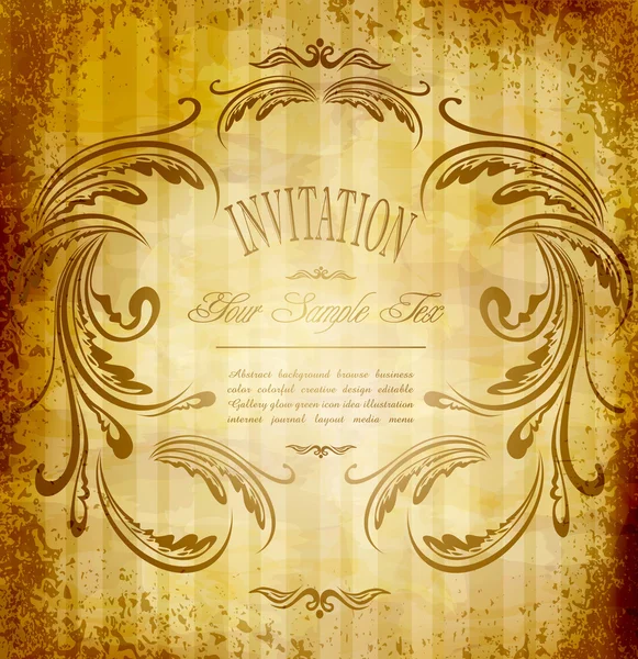 Vector vintage invitation on grungy background — Stock Vector
