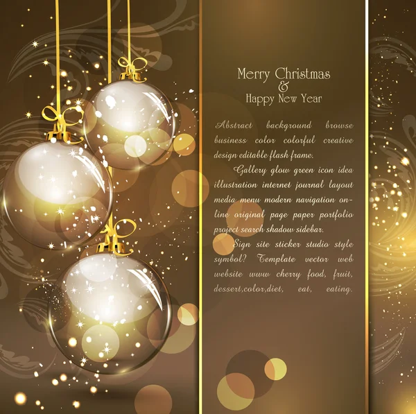 Holiday gold background with golden glass balls — Stock Vector