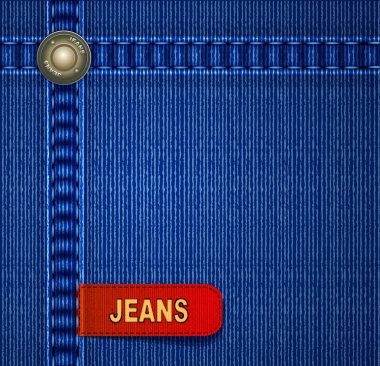 Vector background with red denim label stitching and rivets clipart