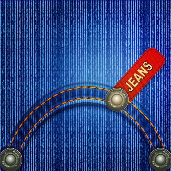 Векторный фон с красной джинсовой этикеткой и заклепками — стоковый вектор