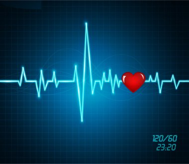 Background with a monitor heartbeat, heart clipart
