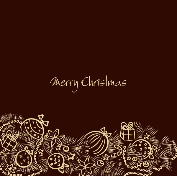 Kerst vector achtergrond met een gouden slinger handgemaakte — Stockvector