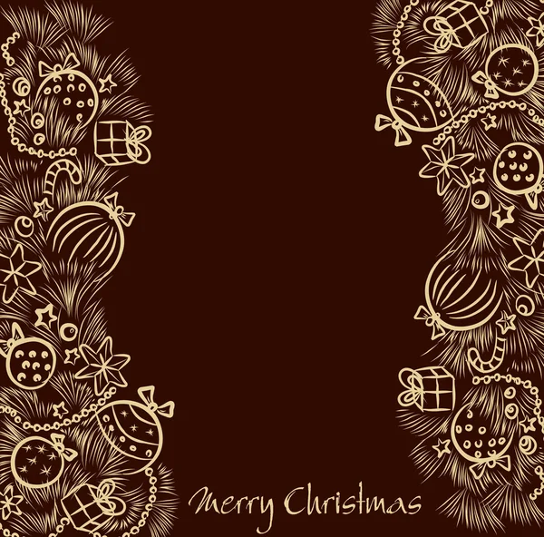 Vánoční pozadí se dvěma zlatými girland ruční výroba — Stockový vektor