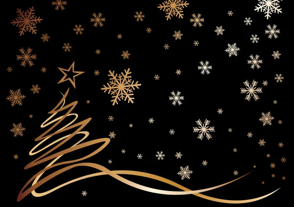Vektorové barevné vánoční nebo novoroční strom s sněhové vločky — Stockový vektor