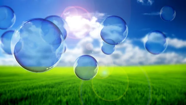 Soap bubbles flying — Stock Photo, Image