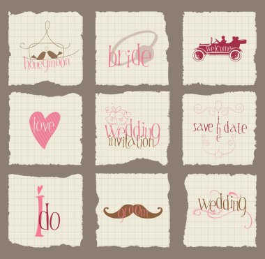 Paper Love and Wedding Design Elements -for scrapbook clipart