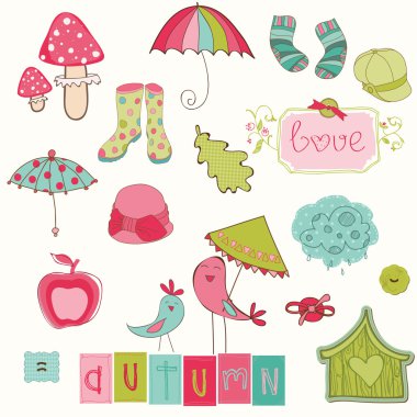 Autumn Cute Elements Set - for scrapbook, design, invitation clipart