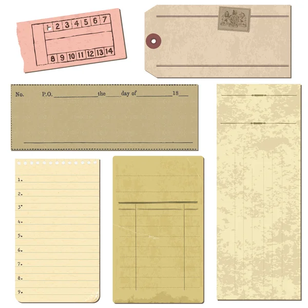 Комплект старых бумажных объектов - для оформления и скрапбука в векторе — стоковый вектор