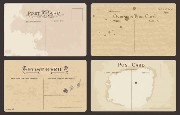 Conjunto de postales antiguas en vector — Archivo Imágenes Vectoriales