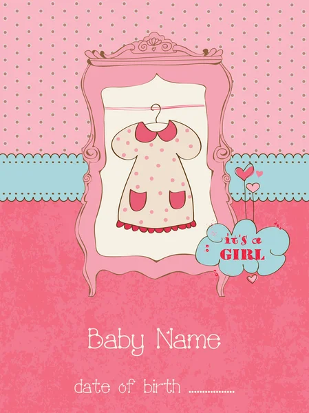 Baby Girl Cartão de chegada com lugar para o seu texto no vetor — Vetor de Stock