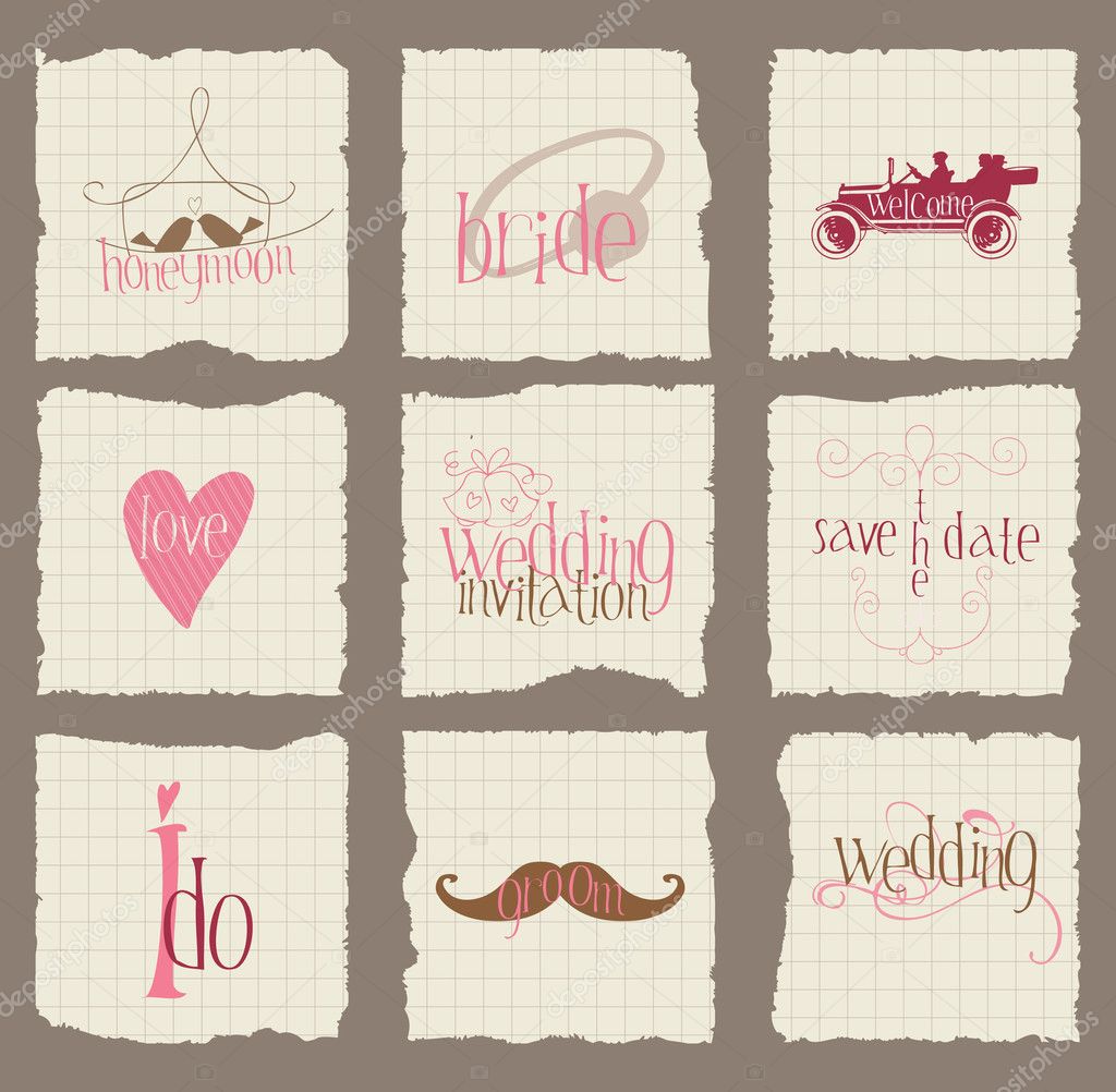 Paper Love and Wedding Design Elements -for scrapbook