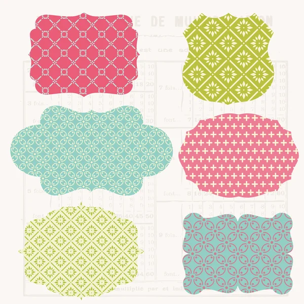 Éléments de design coloré vintage pour scrapbook - Vieux tags — Image vectorielle