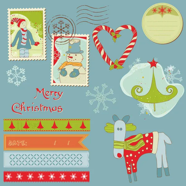Éléments de conception de Noël - pour scrapbook, design, invitation — Image vectorielle