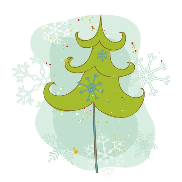 Weihnachtsbaumkarte - für Sammelalbum, Design, Einladung — Stockvektor