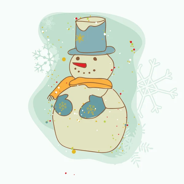 Retro sneeuwpop kerstkaart - voor Plakboek, design, uitnodiging — Stockvector