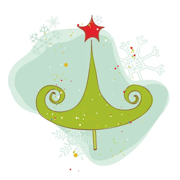 Retro julgran kort - för scrapbook, design, inbjudan — Stock vektor