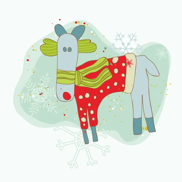 Retro Noel reindeer kartı - karalama defteri, tasarım, davet için — Stok Vektör